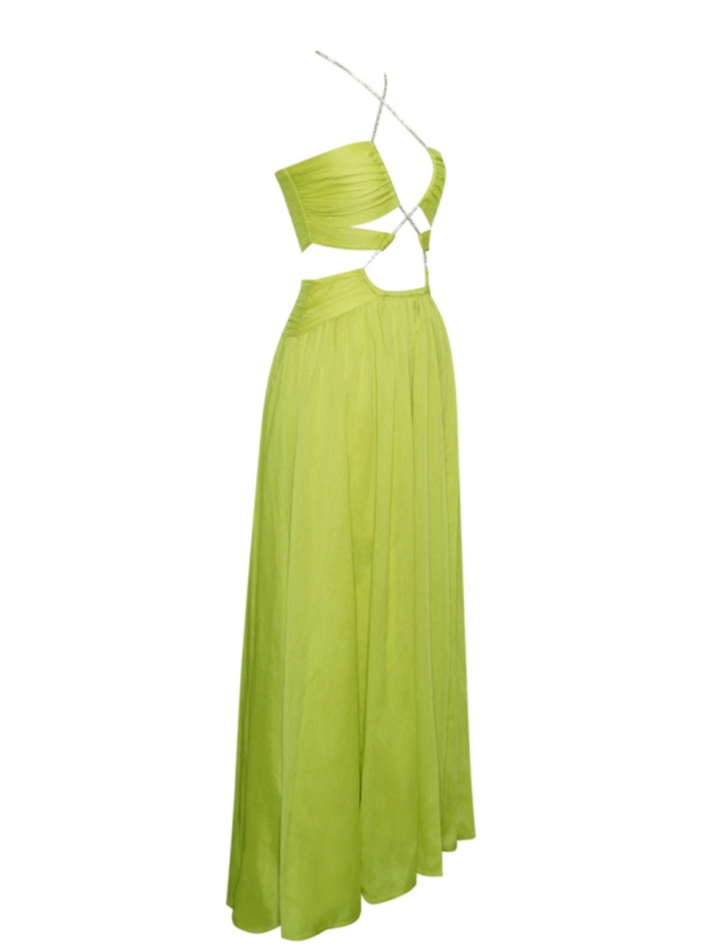 Miss Circle Quinby Chiffon Pleated Lace Up Maxi Dress Sz M NWT - Picture 6 of 8